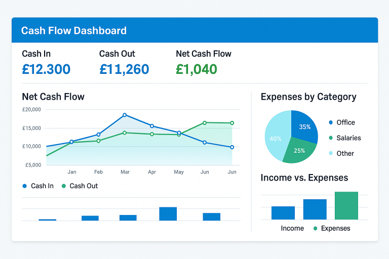 Xero dashboard forecasting cash flow for small businesses