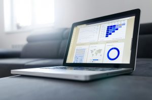 Laptop with accounting software open on screen