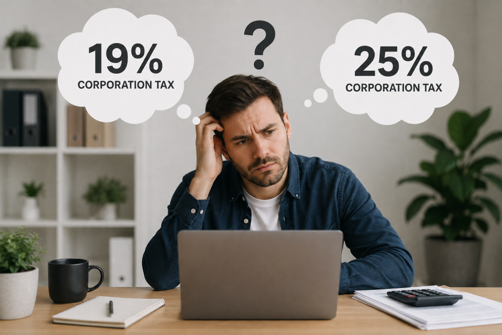 Business owner unsure whether their limited company will pay Corporation Tax at 19% or 25%.